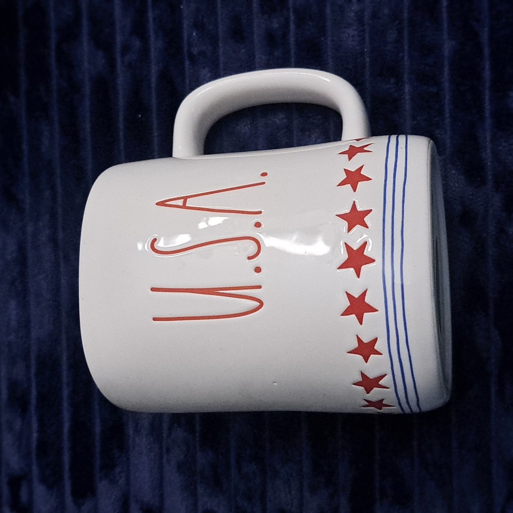 Rae Dunn PATRIOTIC “U.S.A.” 20oz MUG Red, White & Blue Inner Liner - SHINY & NEW